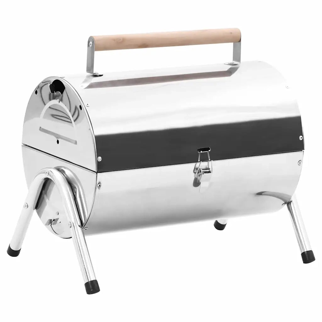 Barbecue da Tavolo Portatile in Acciaio Inox con Doppia Griglia 47852