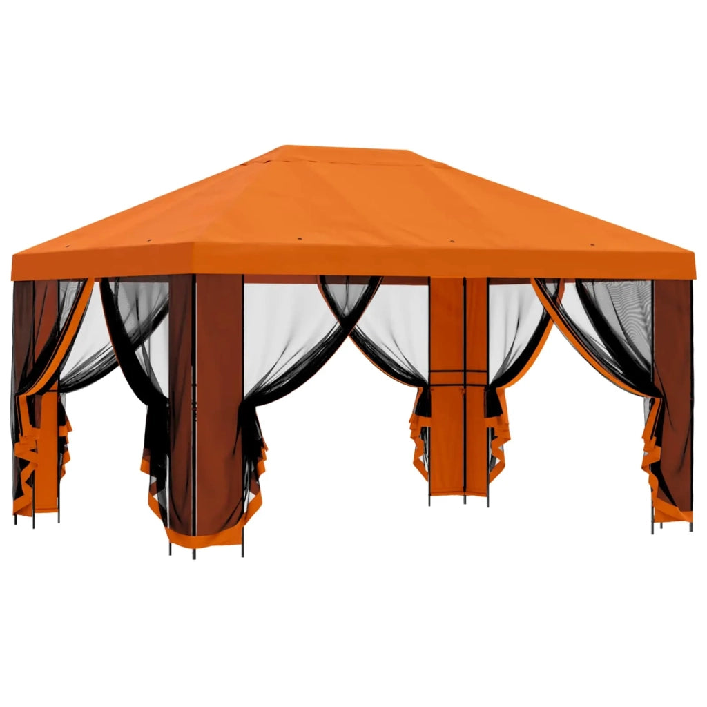 Gazebo da giardino con pareti laterali 4 × 3 m Arancione