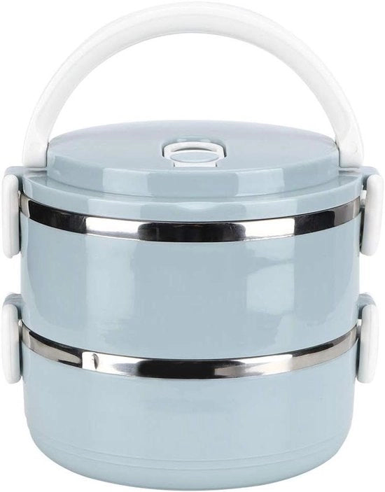 Lunchbox Portatile per Cibi Caldi - Acciaio Inossidabile - Blu - Isolato Termico - Contenitore Alimentare a Doppia Parete