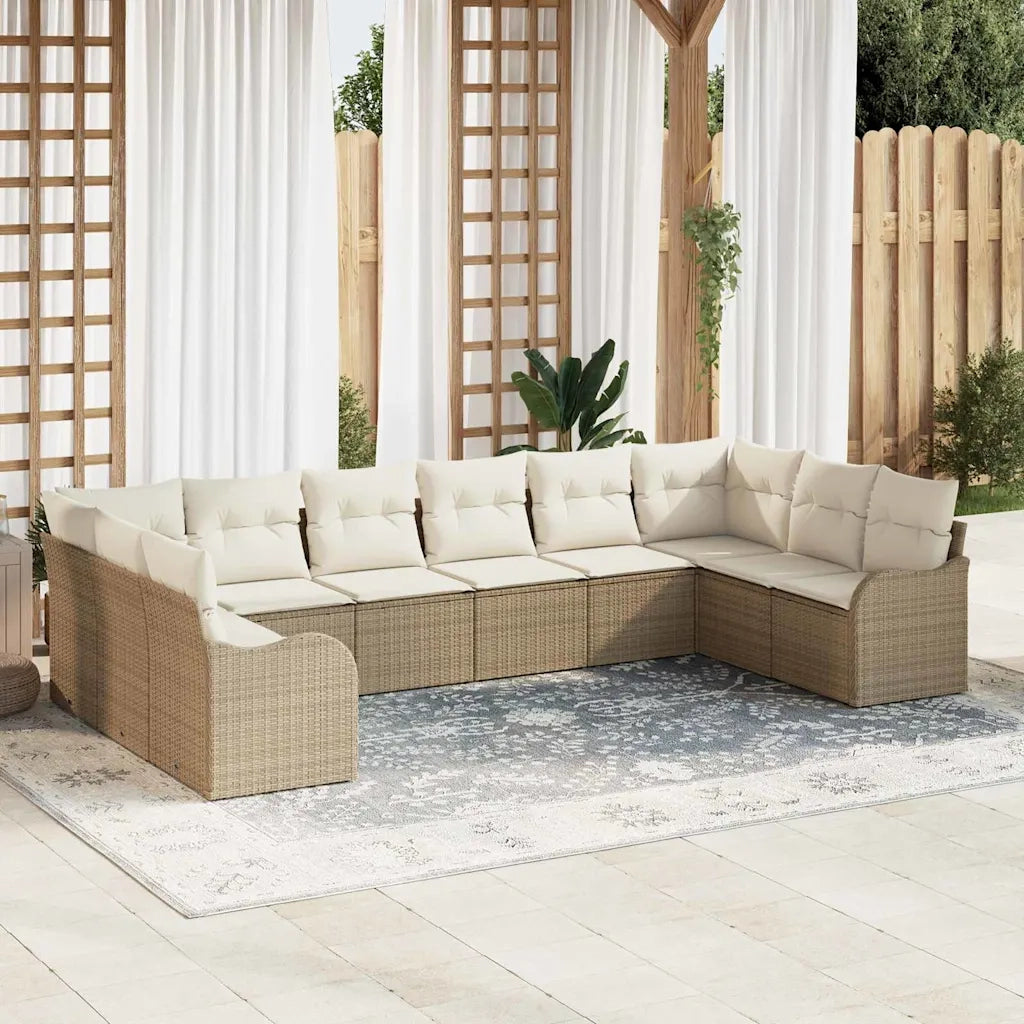 Set Divano da Giardino 10 pcs Beige e bianco polyrattan 3354550
