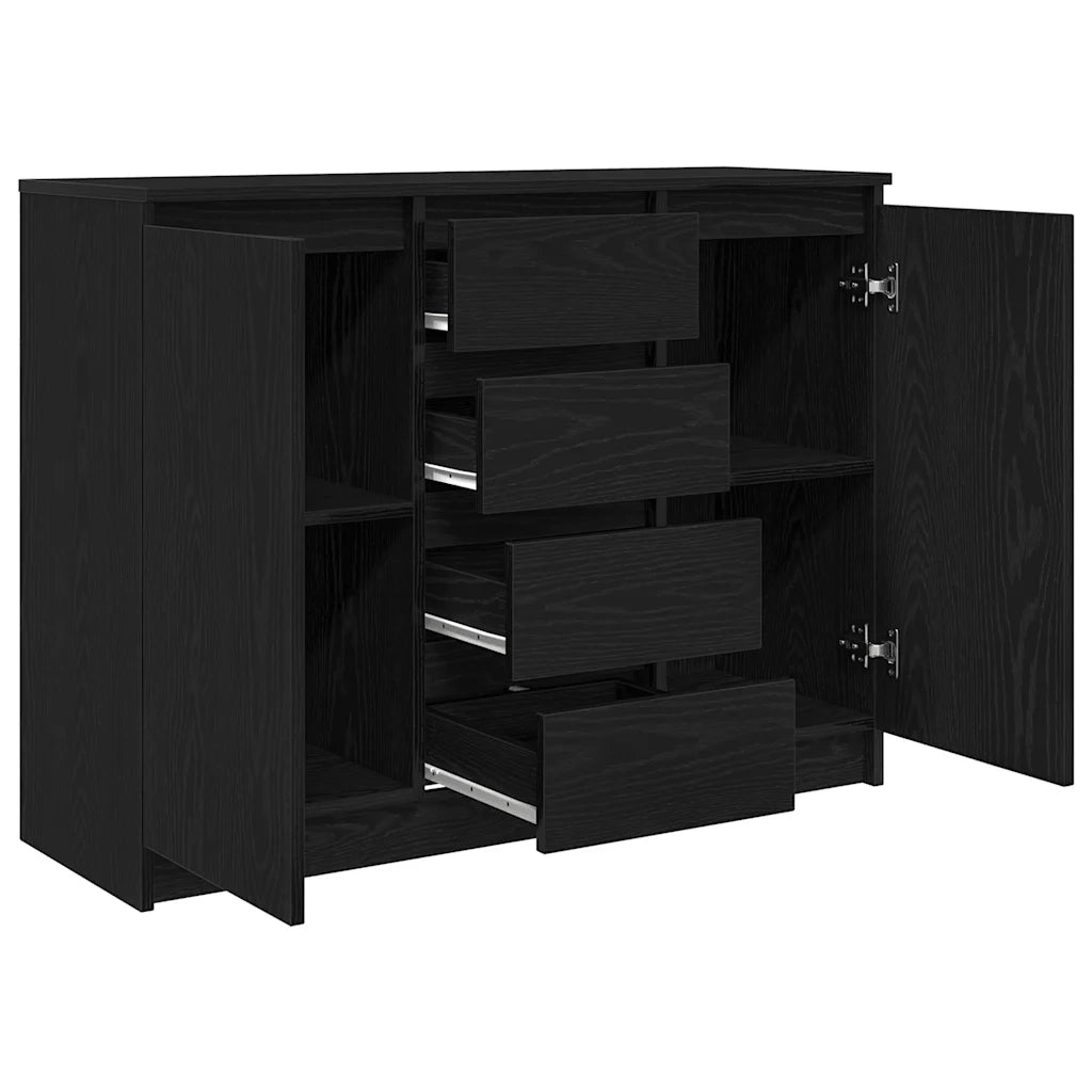 Credenza con Cassetti Rovere Nero 100,5x35x76 cm Truciolato 3328445