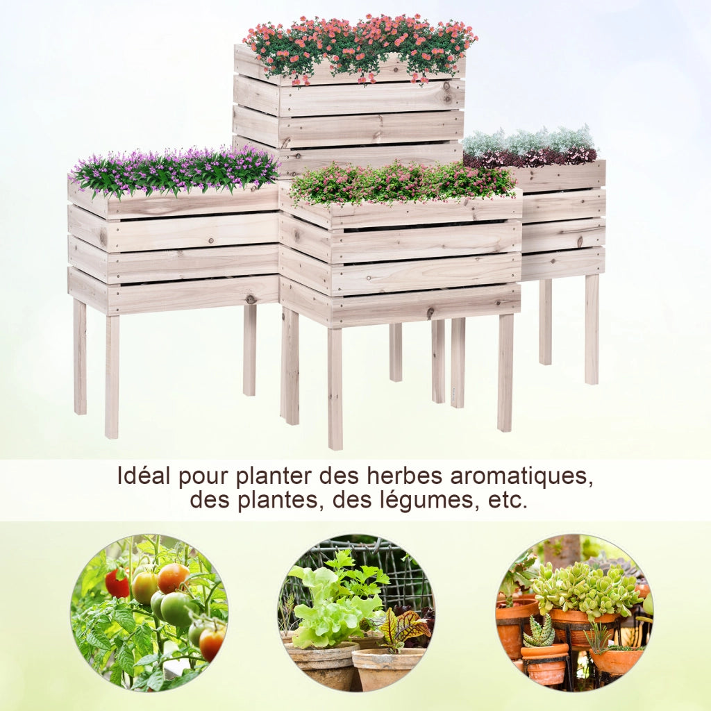 Vasi da Giardino con Supporto ¨C zephmum ¨C Legno di Pino Naturale 50x30x60 cm