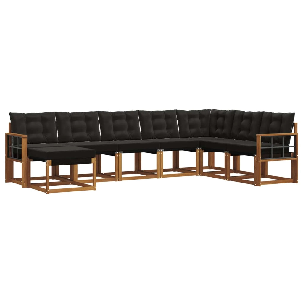 Set di divani da esterno con cuscino 8 pcs Naturale e Nero