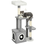 Tiragraffi per gatti con piattaforma, tunnel e palline ¨C zephmum ¨C 55x40x107 cm, grigio