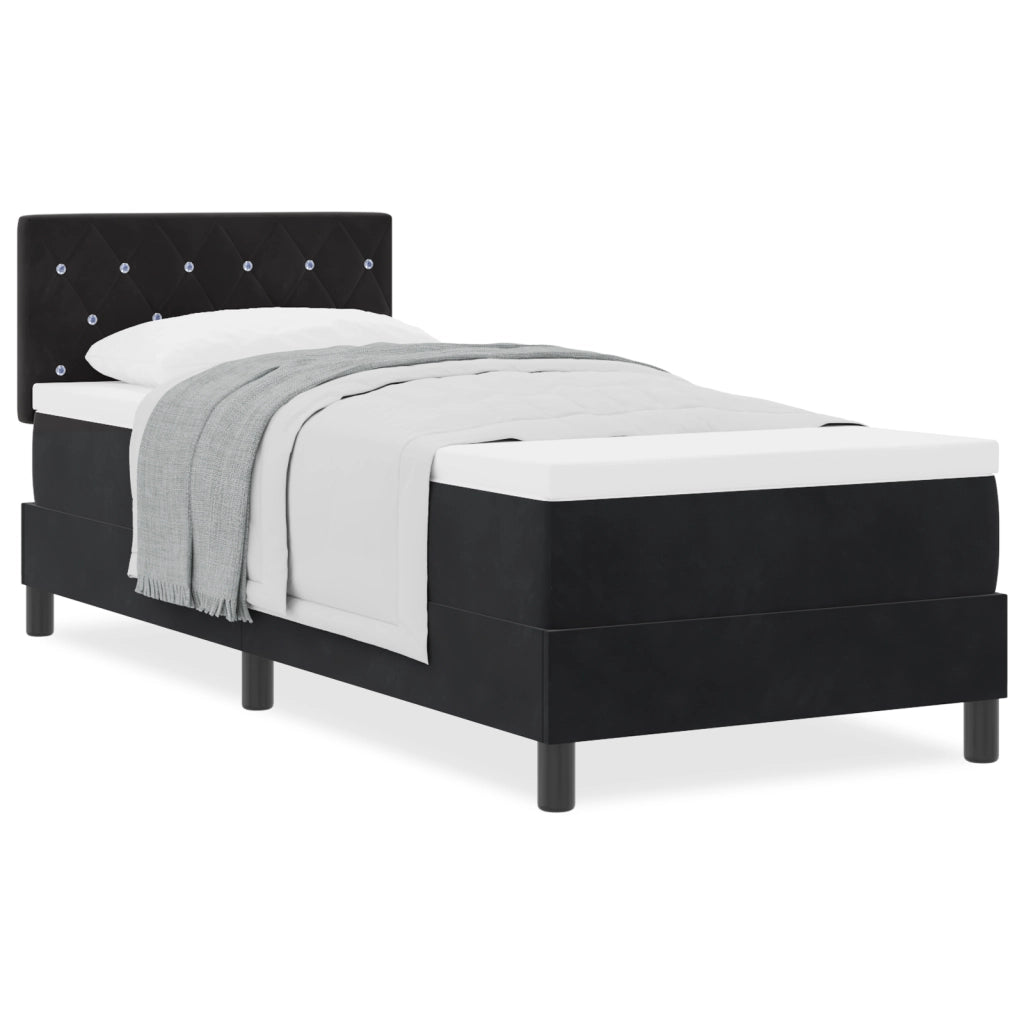 Letto a molle con materasso  Nero 80x200 cm Velluto