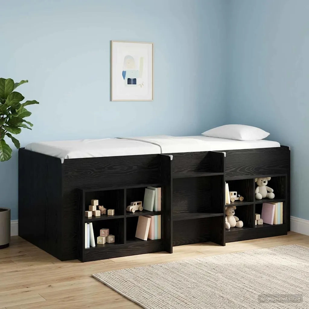 Letto Alto per Bambini 2 pcs Rovere Nero 90 x 190 cm 3422580