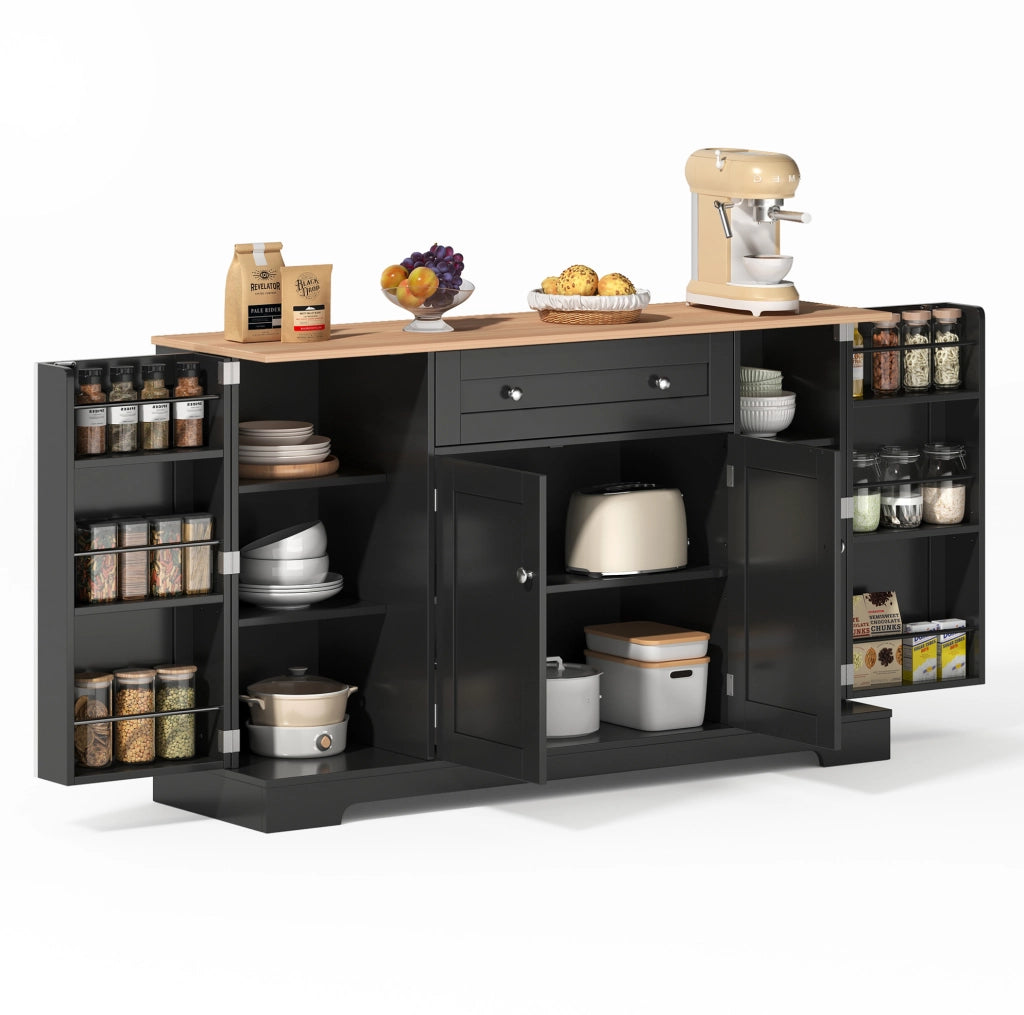 Credenza nera 138 cm con cassetto e ante