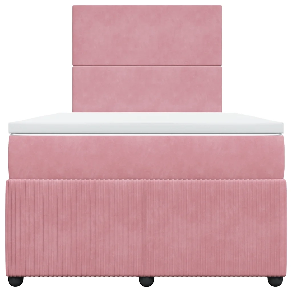 Giroletto a Molle con Materasso Rosa 120x190 cm in Velluto