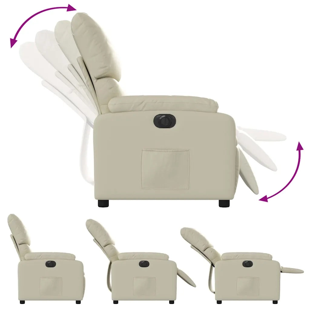 Divano Sedia-Poltrona Reclinabile Elettrica Crema in Similpelle 561019