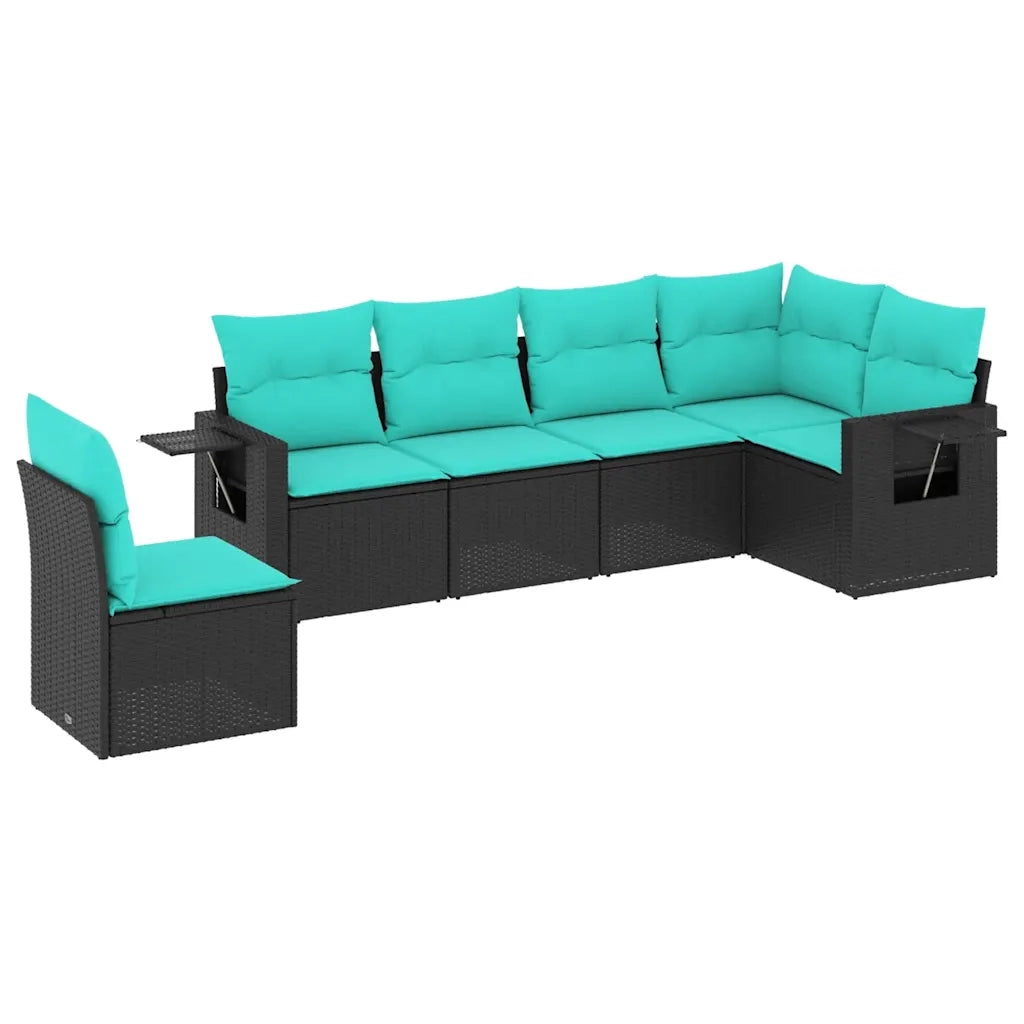 Set Divani da Giardino 6 pz con Cuscini Nero in Polyrattan 3220226