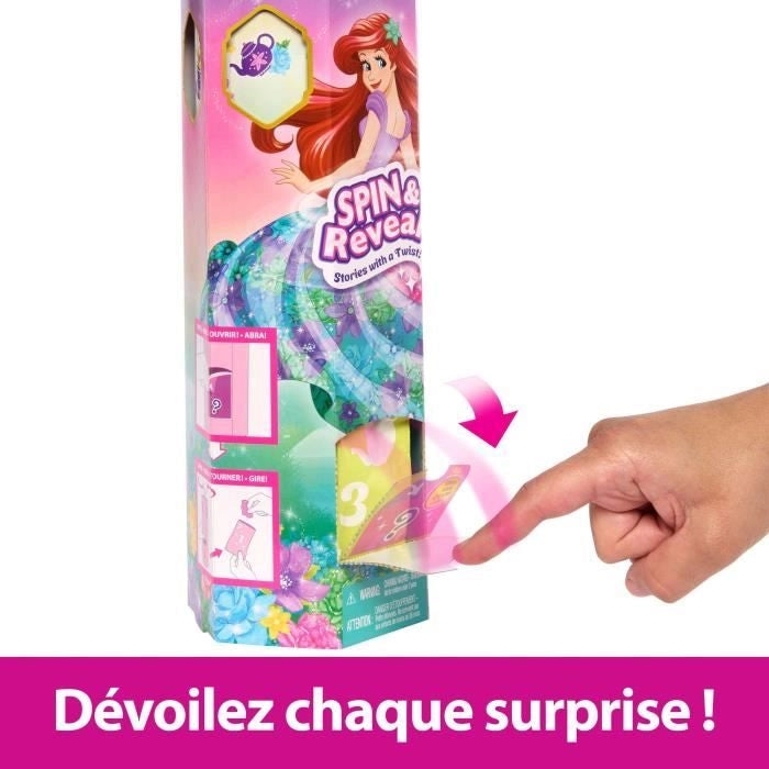 Mattel-Disney Princesses Spin & Reveal-Ariel bambola con 11 sorprese HTV88