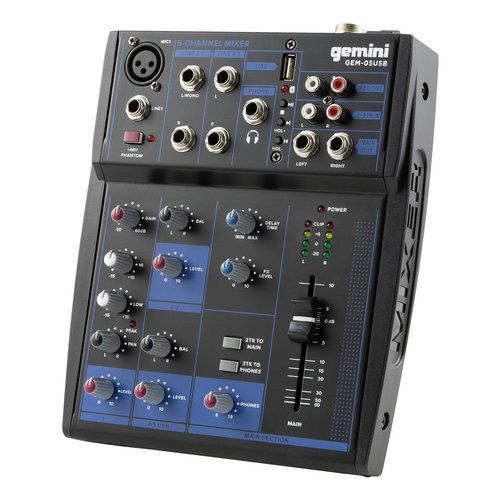 Mixer disc jockey gemini gem 05usb professional black