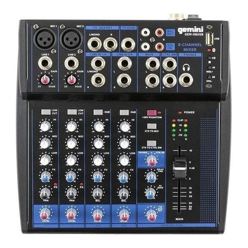 Mixer disc jockey gemini gem 08usb professional black