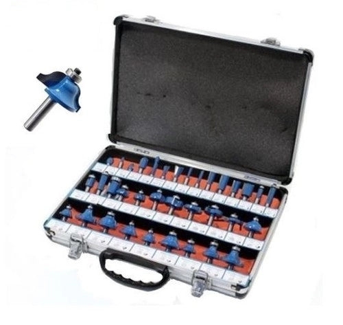 KIT SET DI 35 FRESE FRESA FRESATRICE PUNTE PER LEGNO PANTOGRAFO CON GAMBO DA 6MM