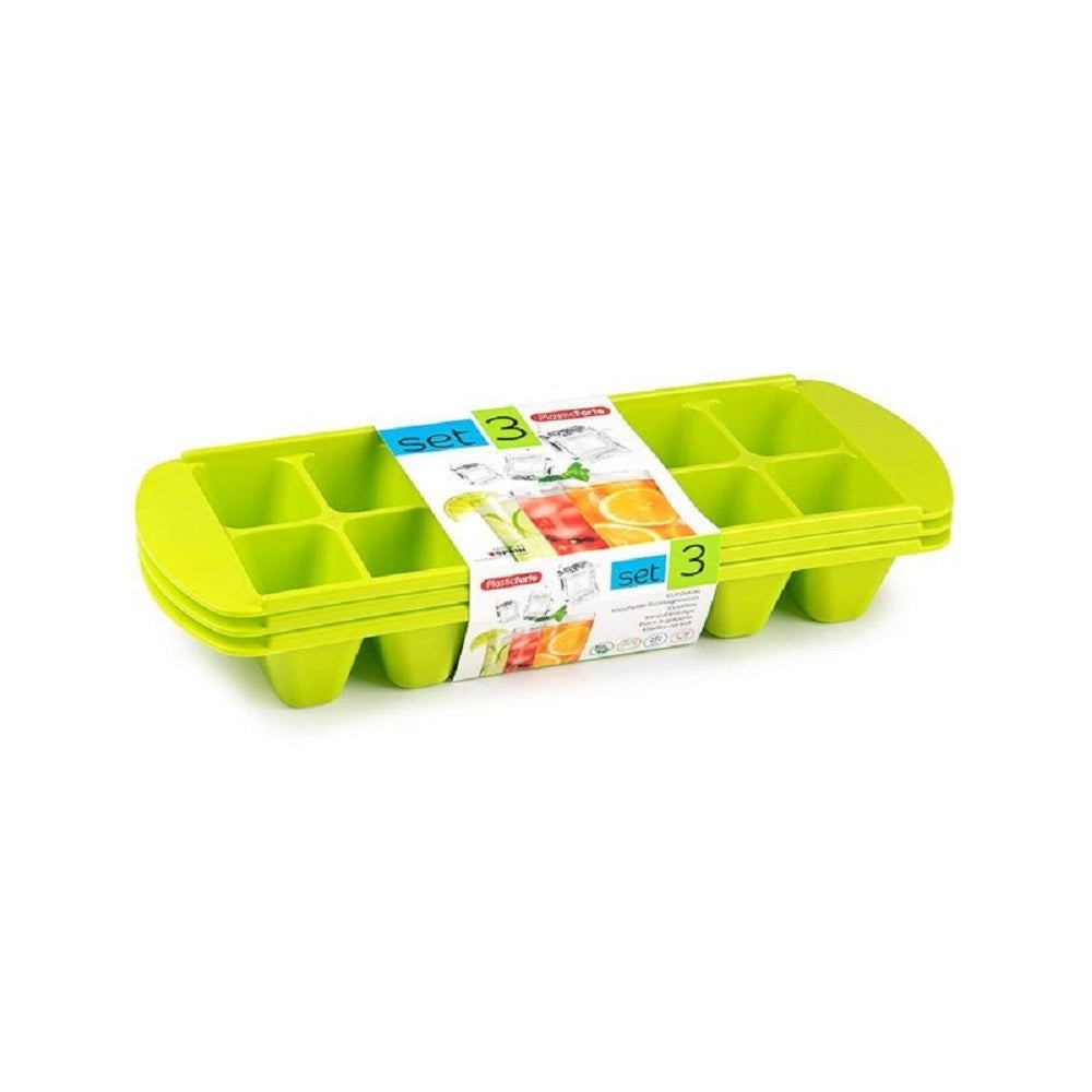 Trade Shop - Set 3 Pz Vaschette Formaghiaccio Forme Cubetti Ghiaccio Plastica Colorate 12811 -