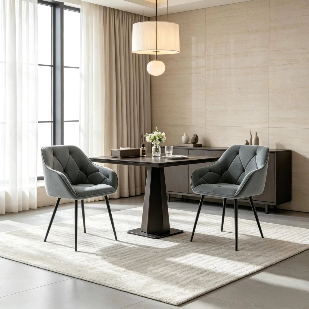 SEDIA da pranzo ergonomica 45,5x45x83,5 cm velluto grigio scuro Set da 2 pezzi