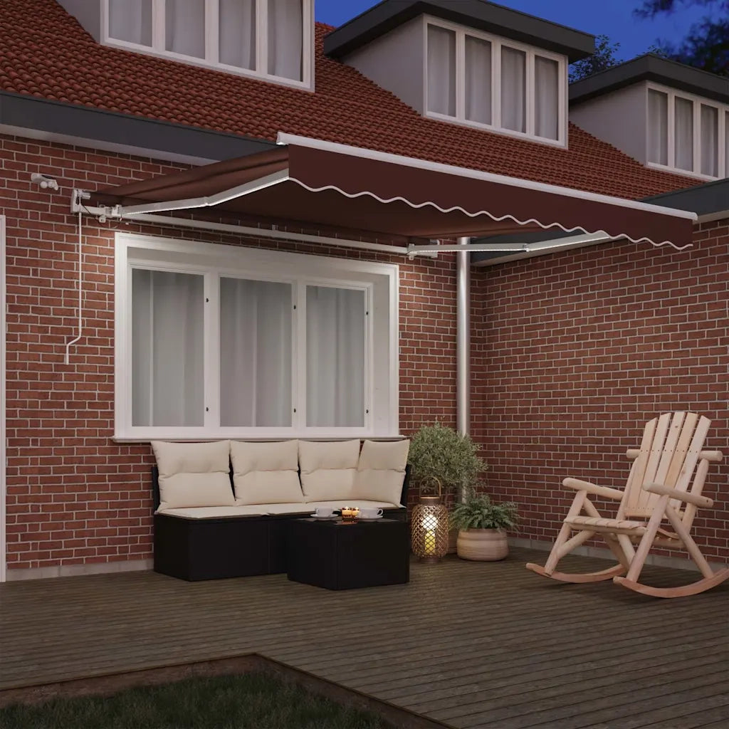vidaXL Tenda da Sole Retrattile Automatica con LED Marrone 300x250 cm