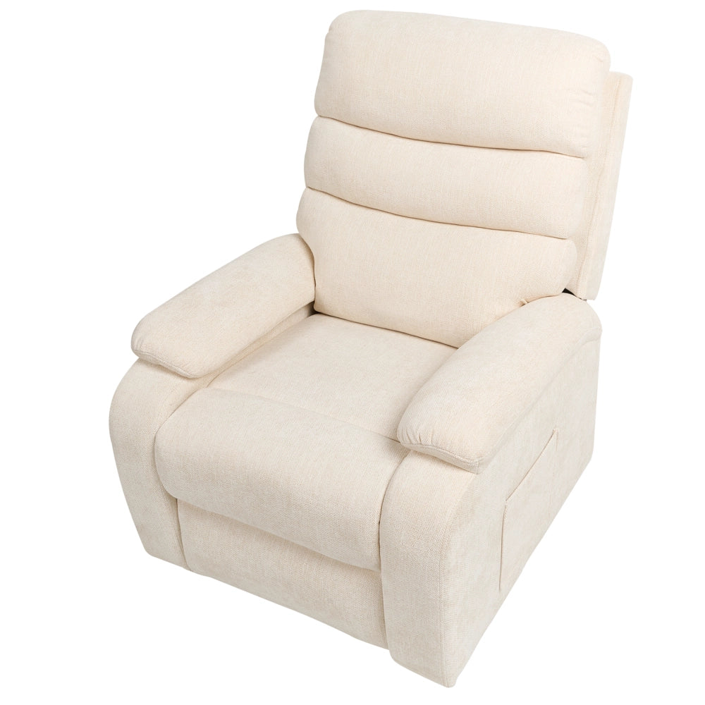 Poltrona reclinabile elettrica Poliestere beige chiaro Seduta singola imbottita con poggiapiedi Funzione di sollevamento Design moderno Relax