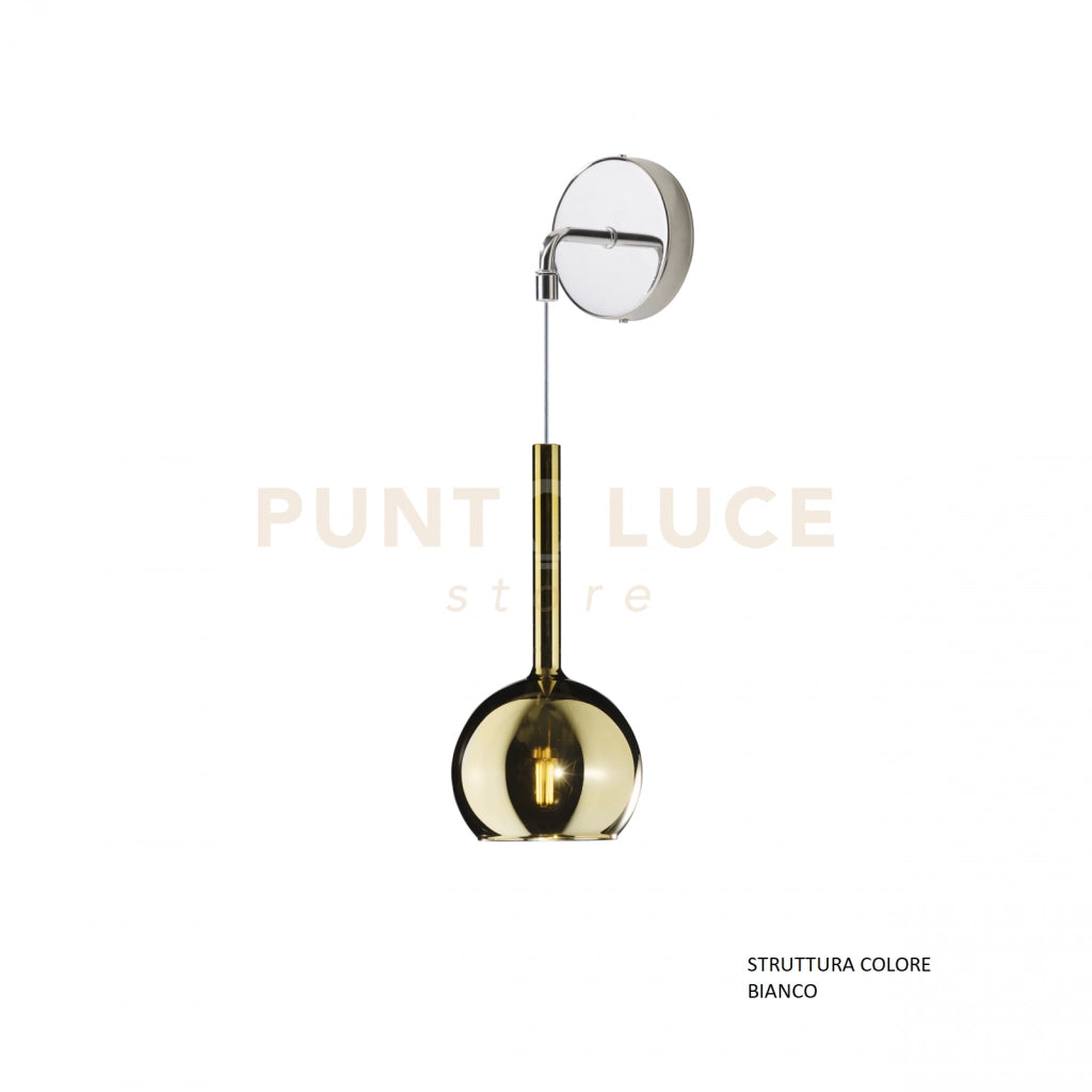 APPLIQUE BIANCO 1 LUCE PICCOLA VETRO ORO 1155BI-A-OR