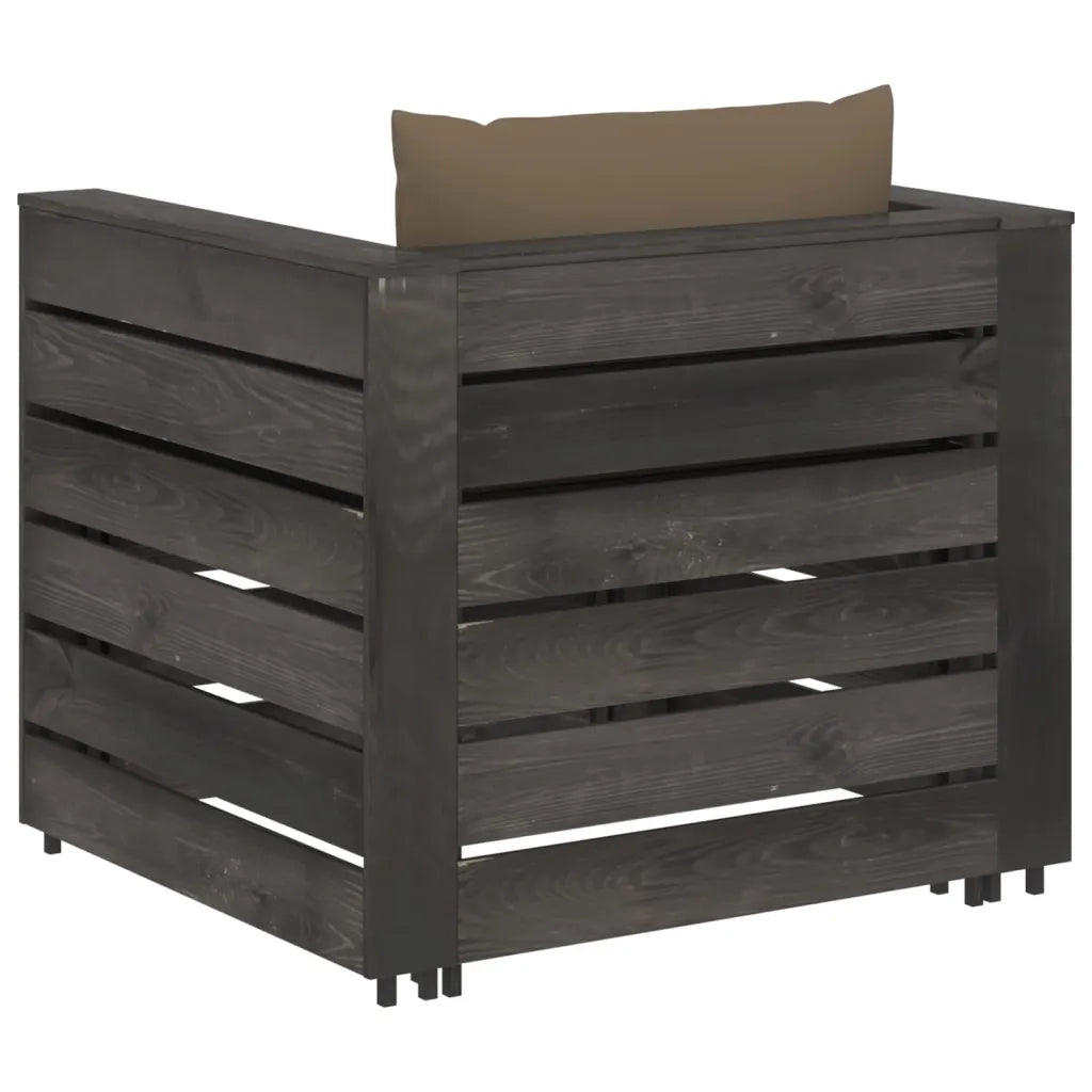 Set Divani da Giardino con Cuscini 2 pz Legno Impregnato Grigio 3068152