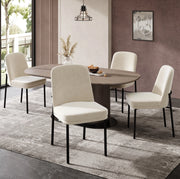 Set di 4 sedie da pranzo con seduta imbottita; struttura in metallo; velluto beige