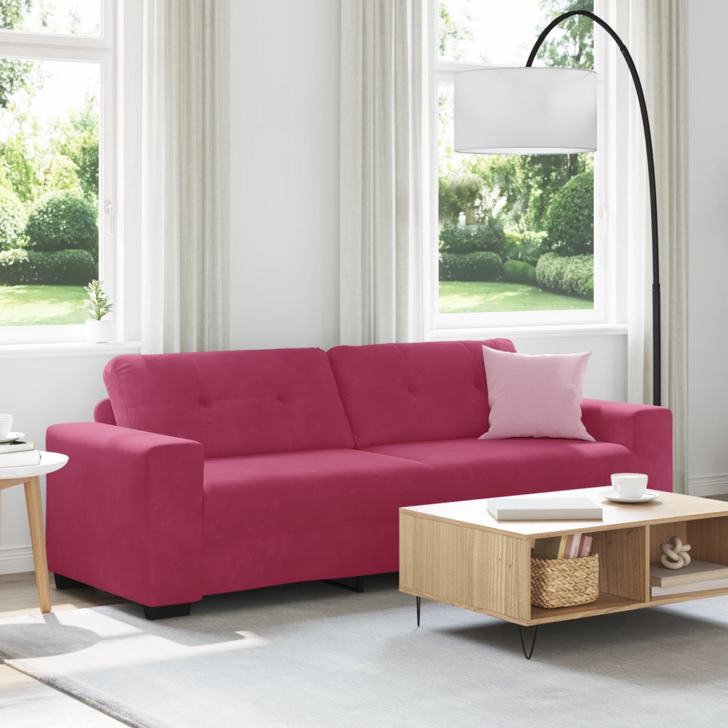 Divano 3 posti  Rosso vino 180 cm in velluto