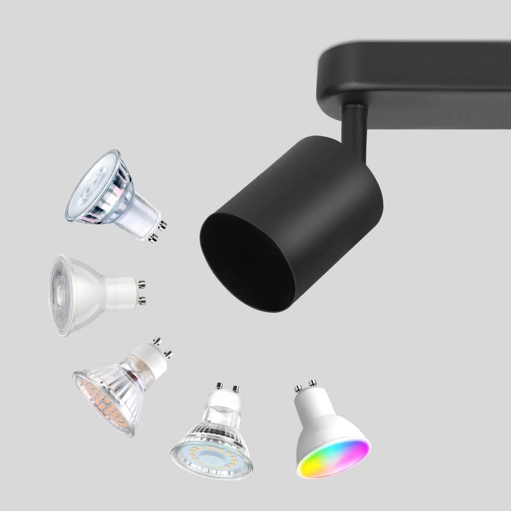 ZMH Faretto da soffitto neri 4 luci GU10 regolabili 350° max 25W