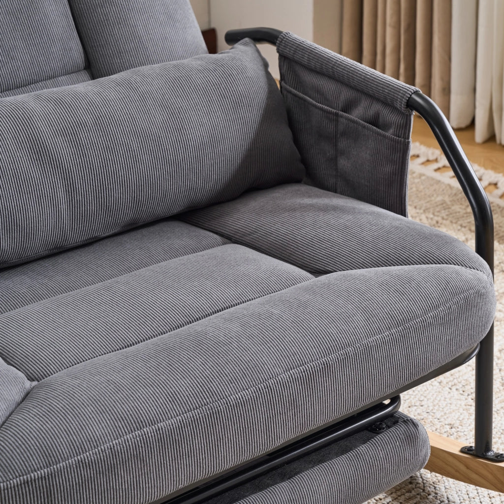 POLTRONA A DONDOLO Reclinabile 82x62x20 cm in Corduroy Grigio