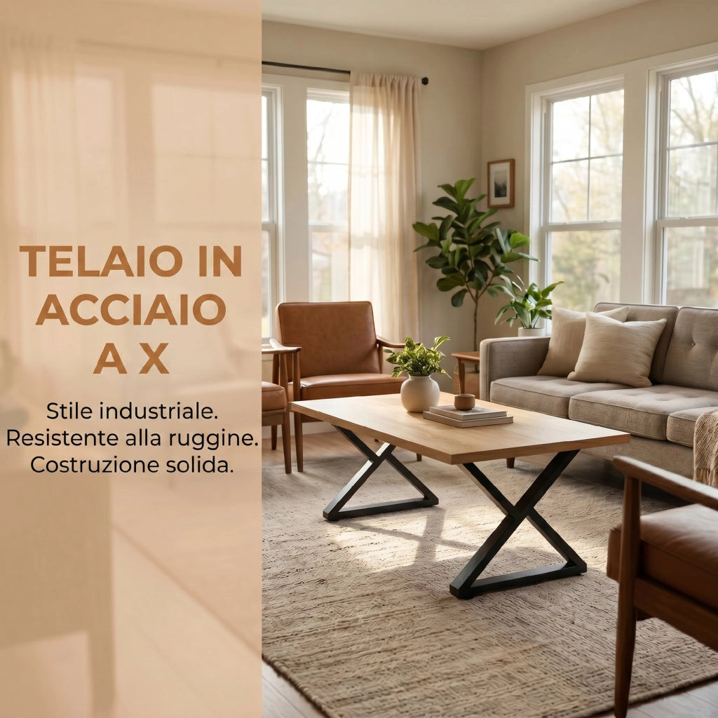 Gambe per Tavolo in Acciaio Nero a X ¨C Zephmum ¨C Regolabili, Stile Industriale