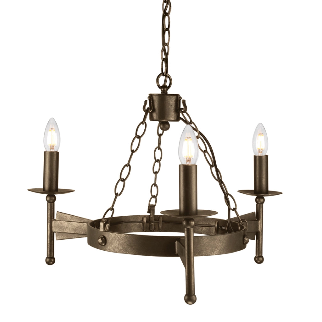 Lampadario gotico Cromwell bronzo antico 3xE14 Elstead