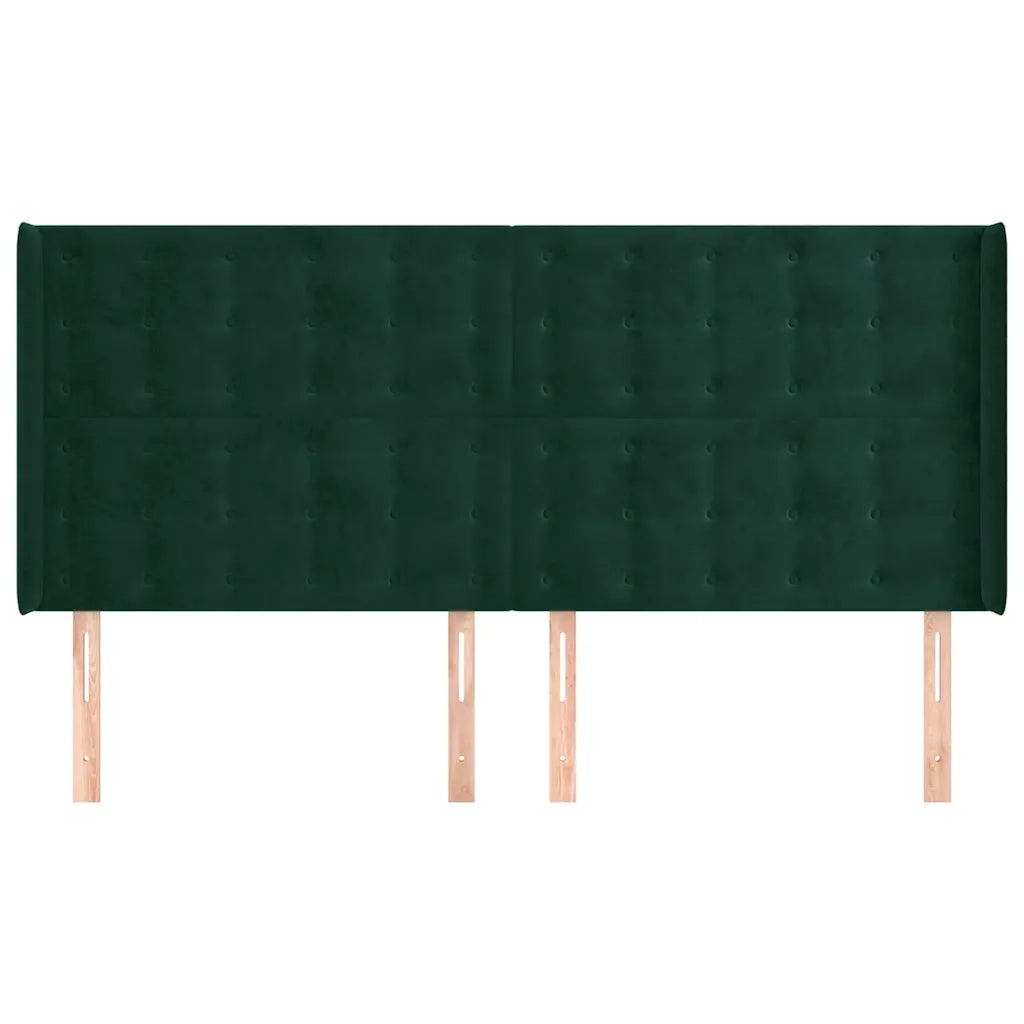 Testiera | Testata ad Orecchio Verde Scuro 183x16x118/128 cm in Velluto