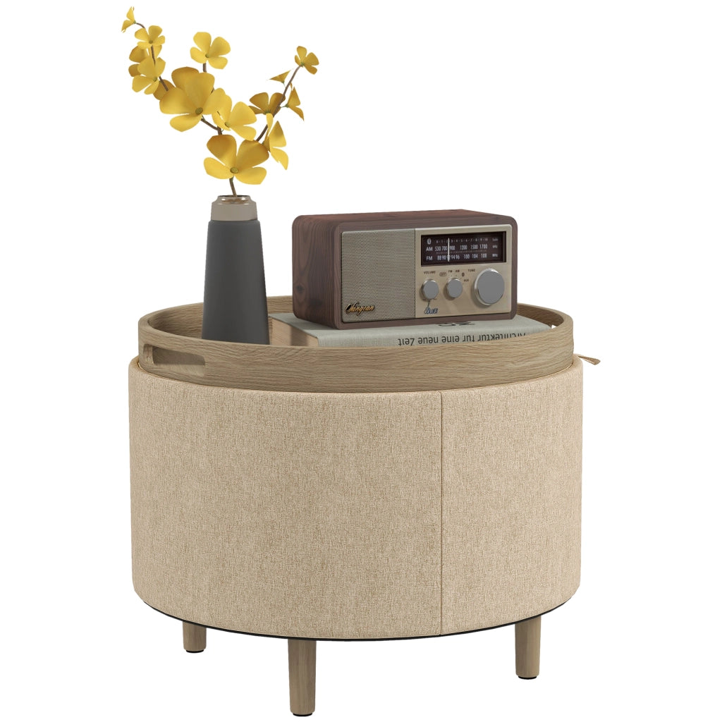 Pouf con cuscino e vano ¨C Minimal ¨C legno beige