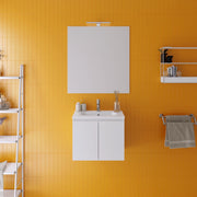 Mobile da bagno sospeso 60cm bianco lucido con lavabo e specchio | Rata