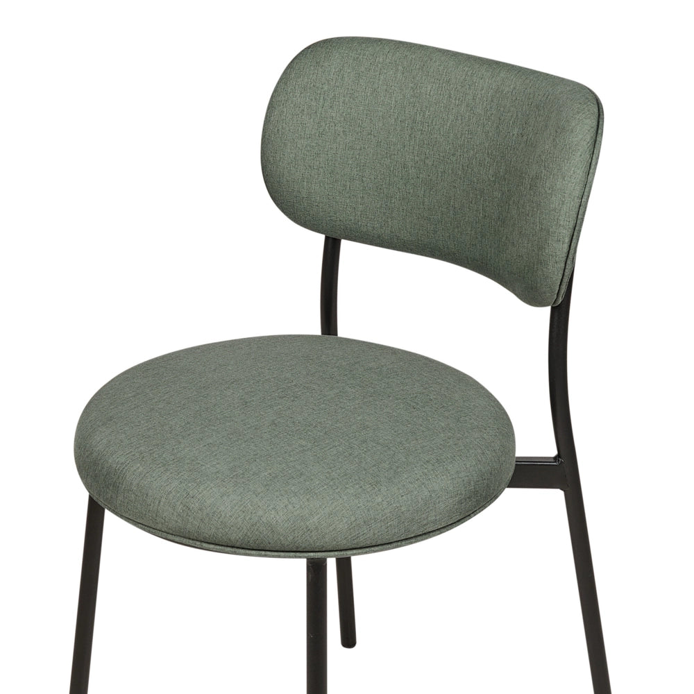 Set di 2 sedie da pranzo Verde Sedute in poliestere Gambe in metallo senza braccioli per la sala da pranzo Cucina