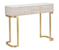 Console Fissa 3 Cassetti Beauty 100x80x40 cm in Legno MDF e Metallo Crema/Oro