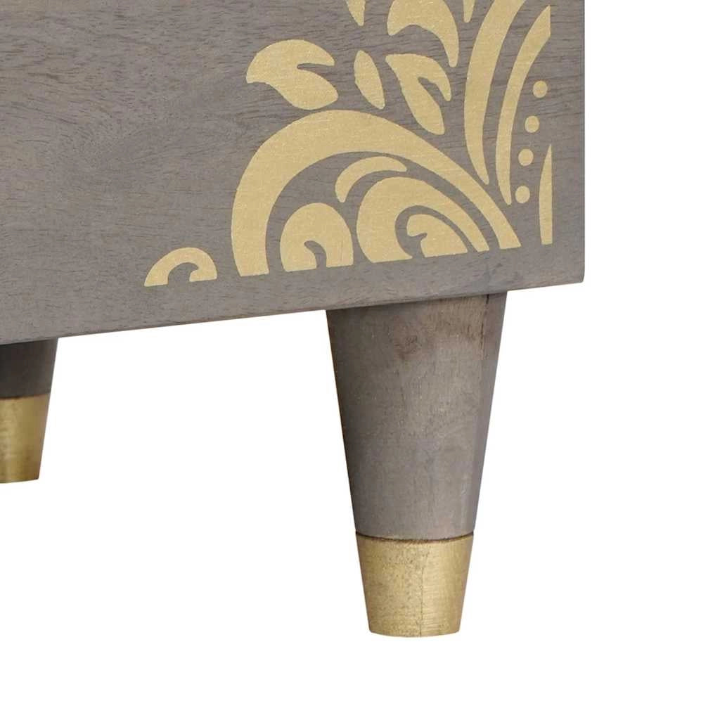 Mobile porta TV rettangolare moderno 80 x 33 x 46 cm elegante con pomelli in ottone in legno di mango grigio 02_0057885
