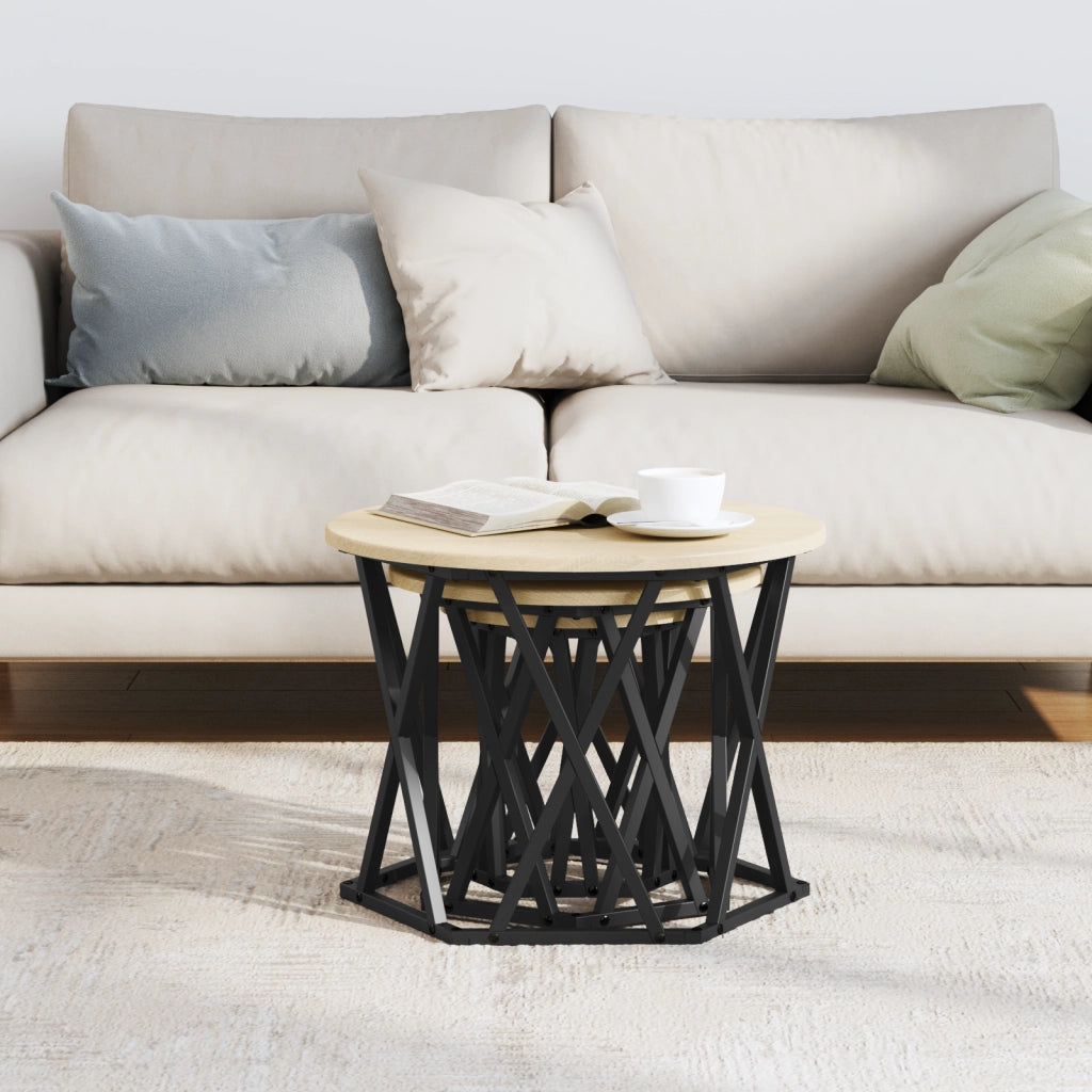 Tavolini Nesting 3 pz in Rovere Sonoma in Legno Ingegnerizzato