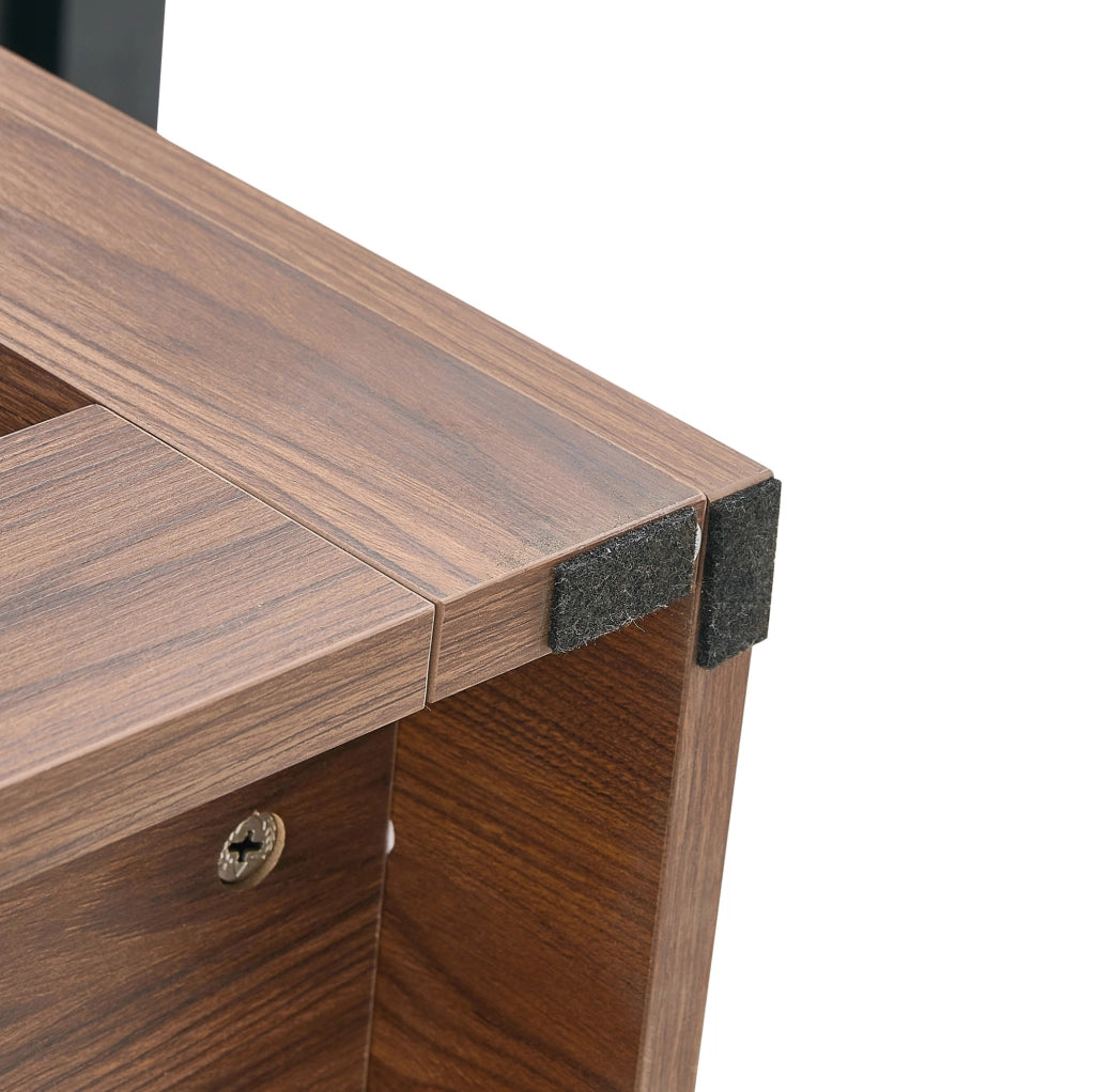 Tavolo da pranzo allungabile 130-160 cm con ripiano; MDF; nero e noce