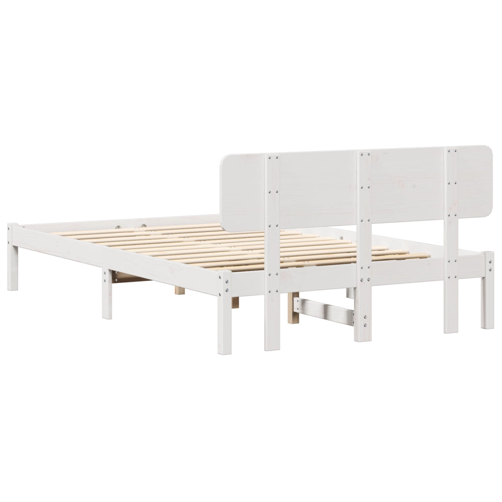 Struttura Letto con testiera Bianco 135x190 cm Legno massello di pino