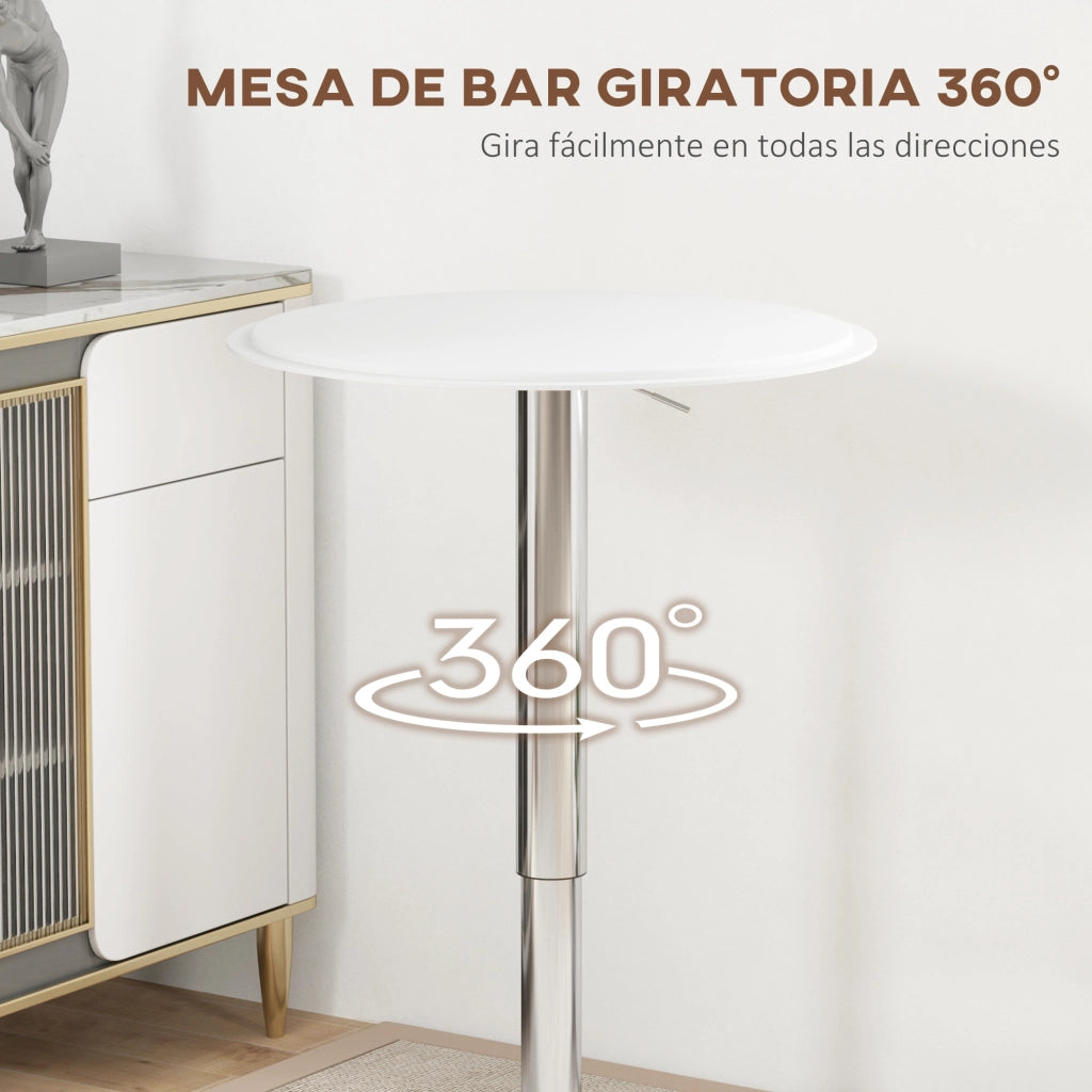 Tavolo da Bar Girevole con Altezza Regolabile ¨C Zephmum ¨C Bianco ?63x67-93 cm