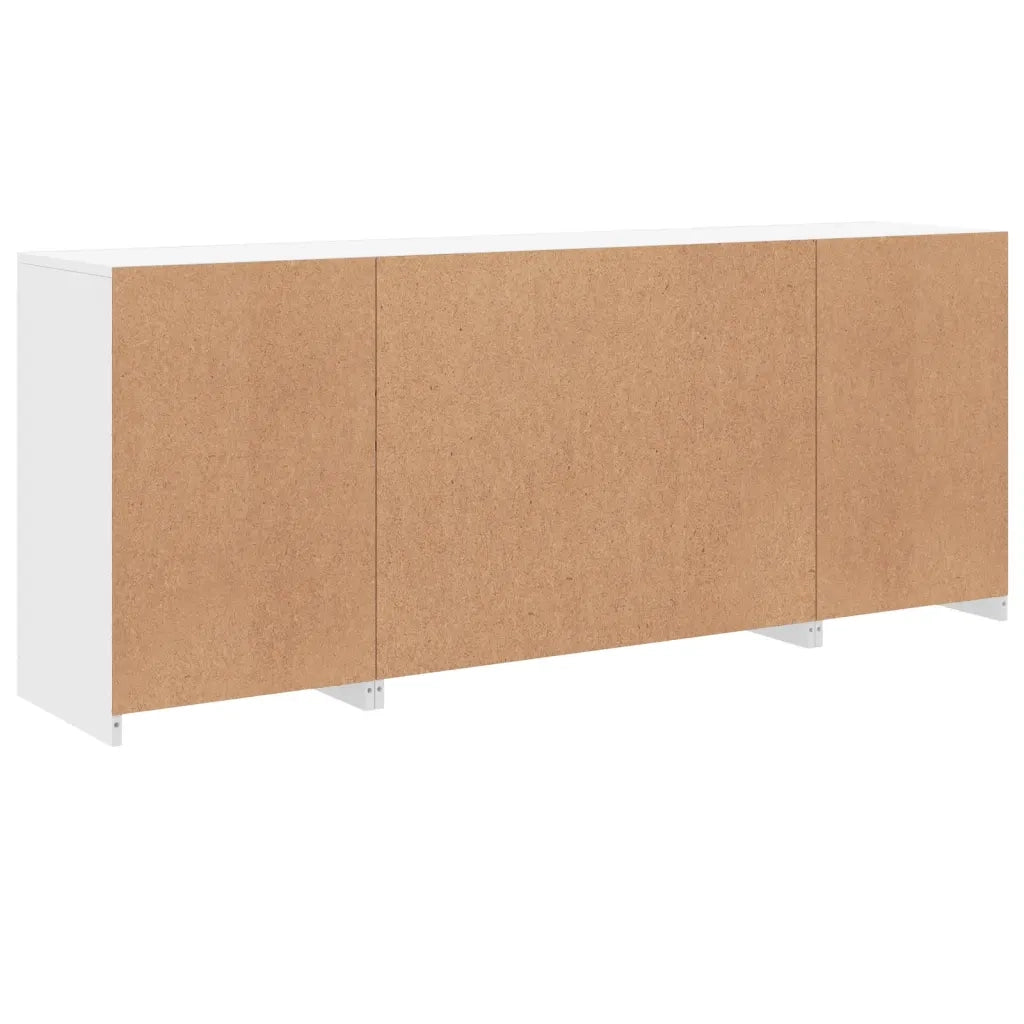 Credenza con Luci LED-Buffet-Armadio da cucina Bianca 163x37x67 cm