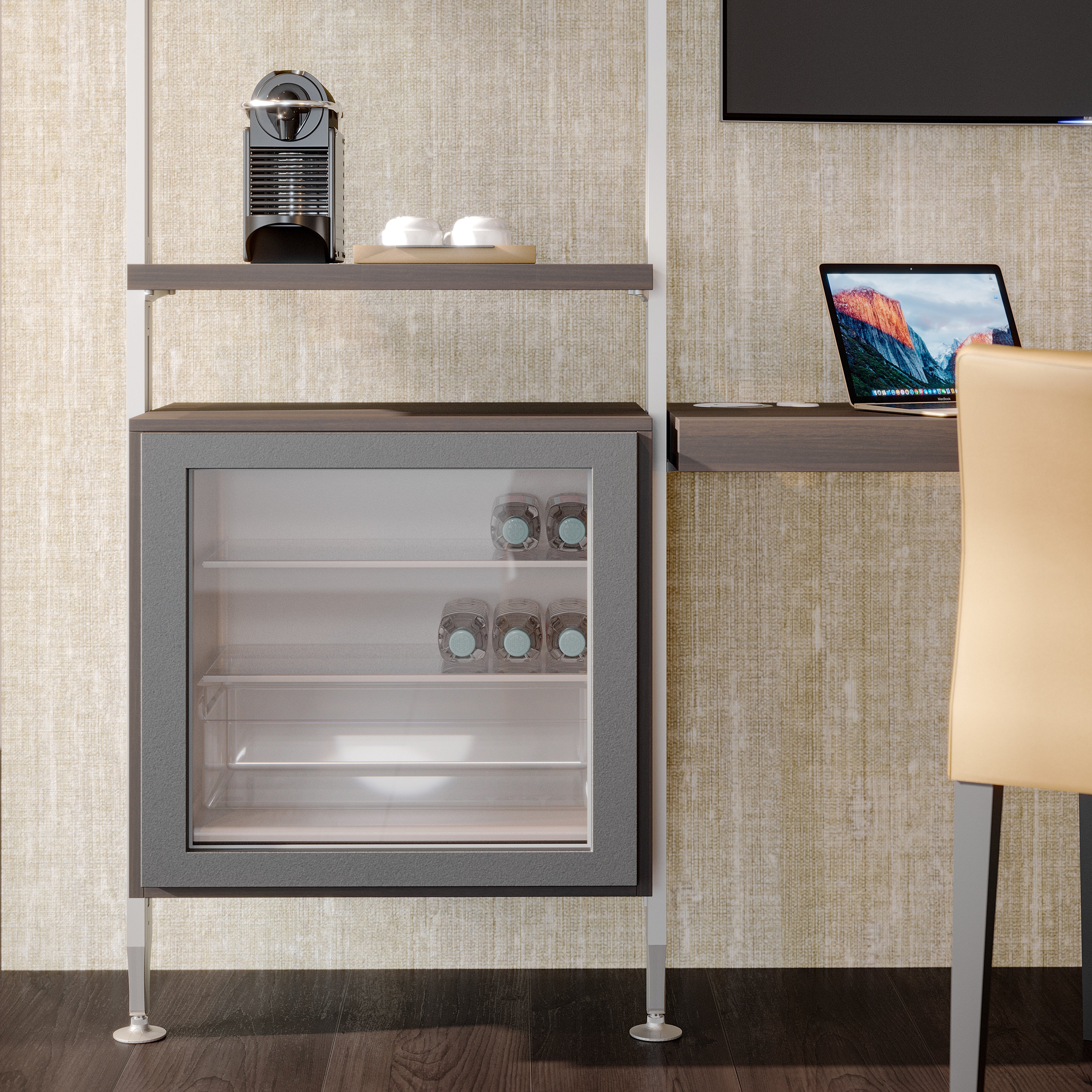 Kit Supporti per Mensole e Appendiabiti in Legno e Alluminio Emuca Zero Grigio Pietra