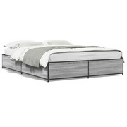 Letto matrimoniale | Letto per adulti | Giroletto Grigio Sonoma 150x200 cm in Legno Multistrato Metallo