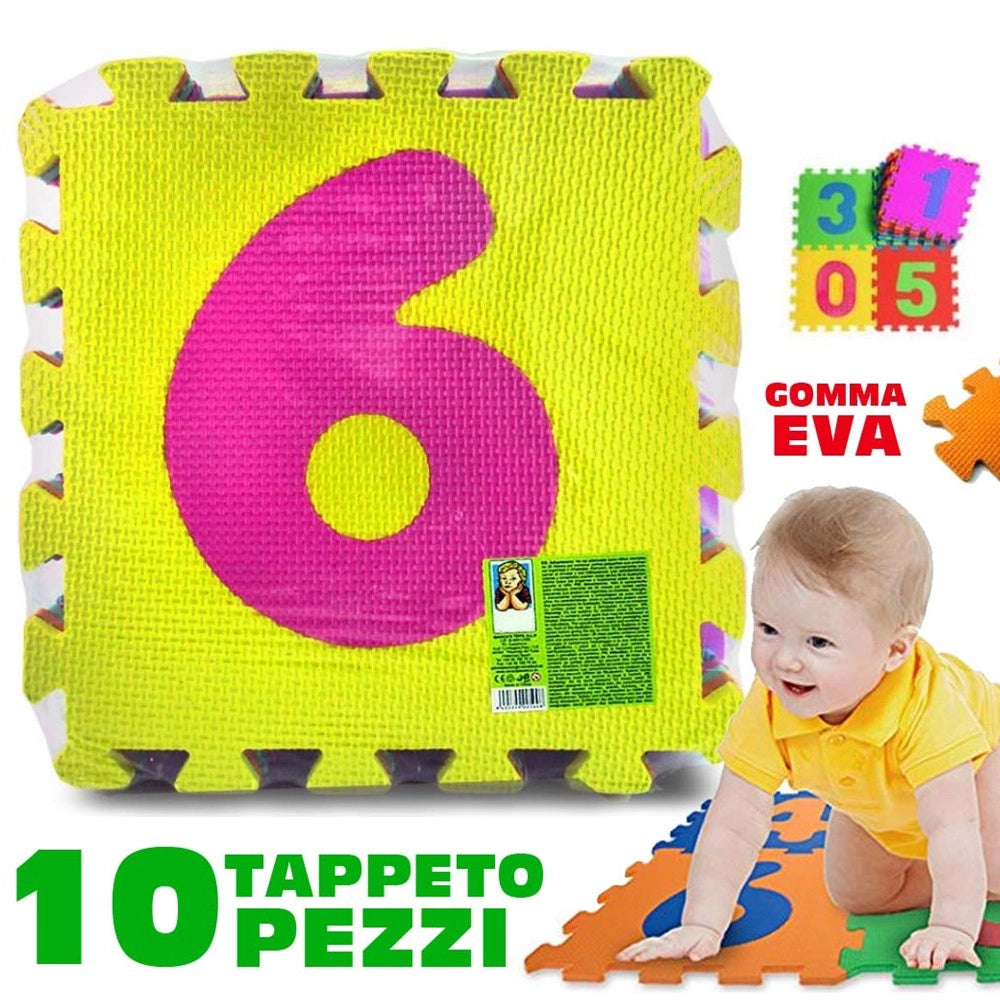 Trade Shop - Tappeto Per Bambini Da Pavimento 10 Pz Puzzle Neonato Antiurto Atossico Lavabile -