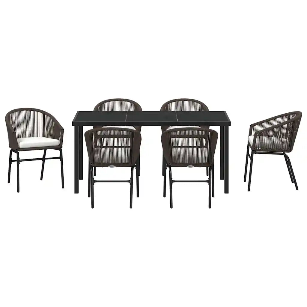 Set da Pranzo per Giardino 7 pcs Marrone 3379356