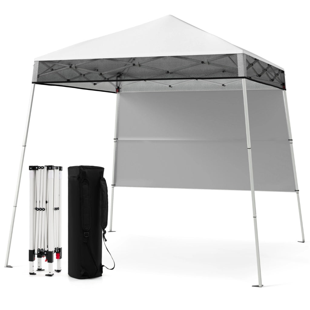 Gazebo pieghevole per esterni con gambe inclinabili regolabili per feste, Tenda a baldacchino pop-up 180 x 180 cm Bianco