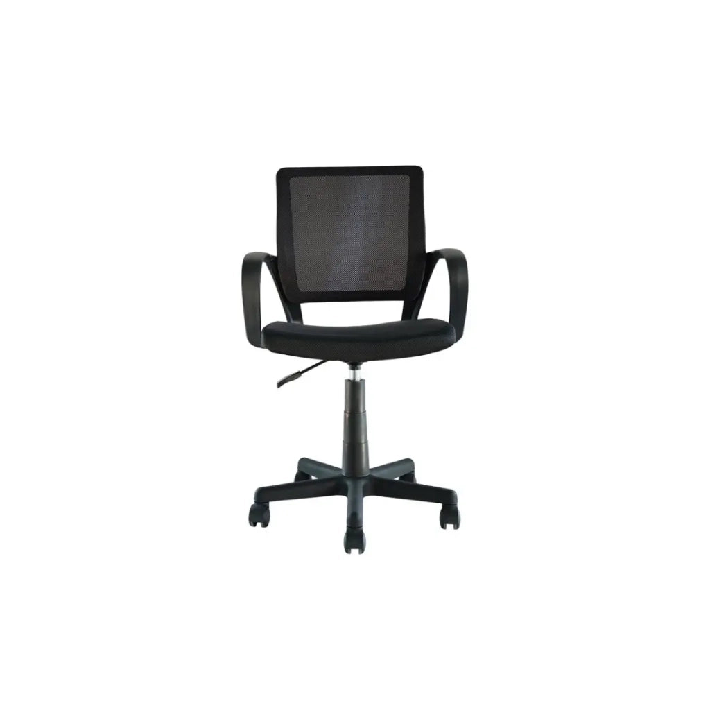 Sedia da ufficio ZARNOX – Tessuto nero – Braccioli – Girevole – Piedi in metallo – Design moderno e funzionale