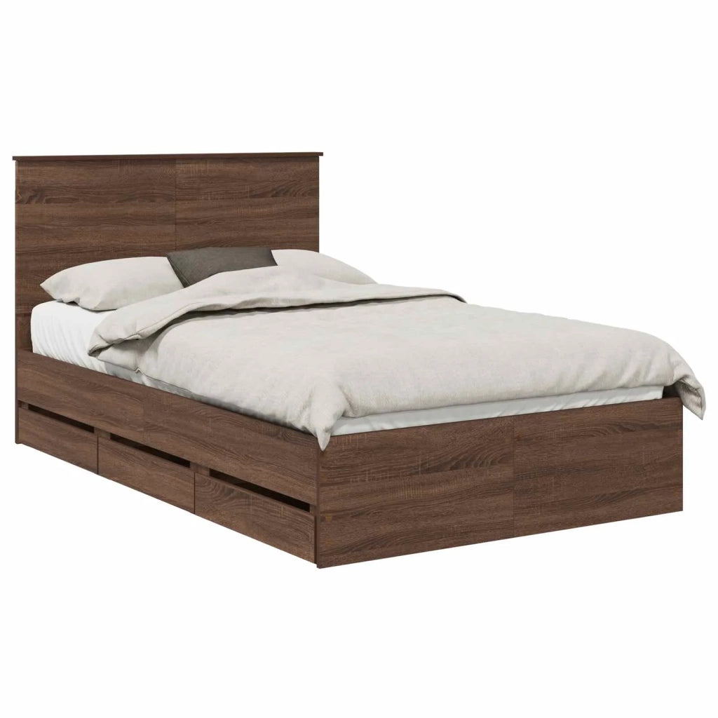 Struttura del letto con cassetto Rovere Marrone 135 x 190 cm