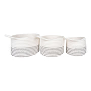 Set di 3 Cesti Portaoggetti Algar, Bianco, Cotone, 13x13x11 cm