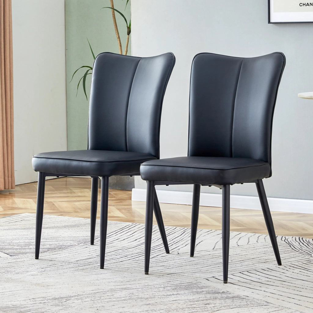SEDIA da pranzo nera in PU e metallo Set da 2 pezzi